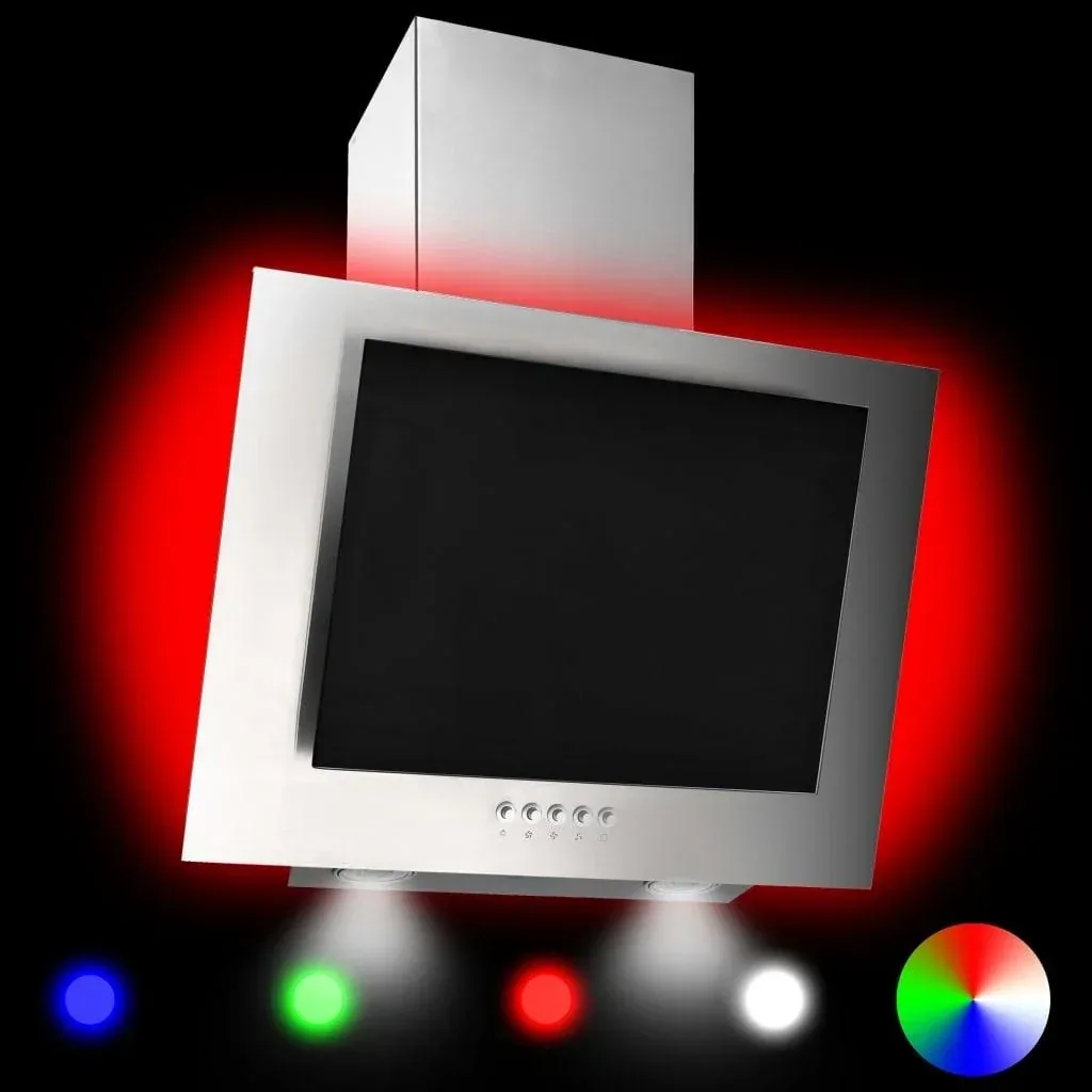 RGB LED wall hood 60 cm made of stainless steel and tempered glass