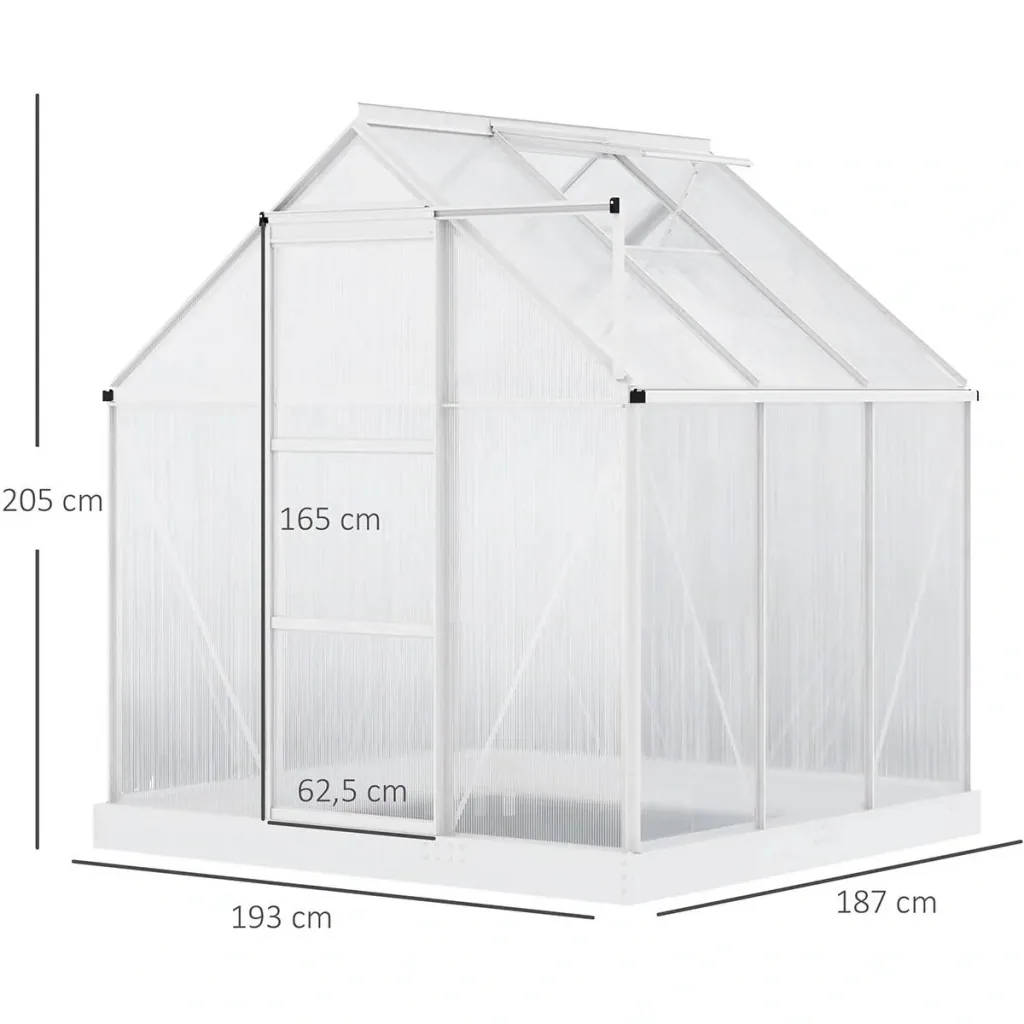 Aluminum greenhouse garden house with window door 193 x 187 x 205 cm 3.6 plant house including foundation greenhouse tomato house