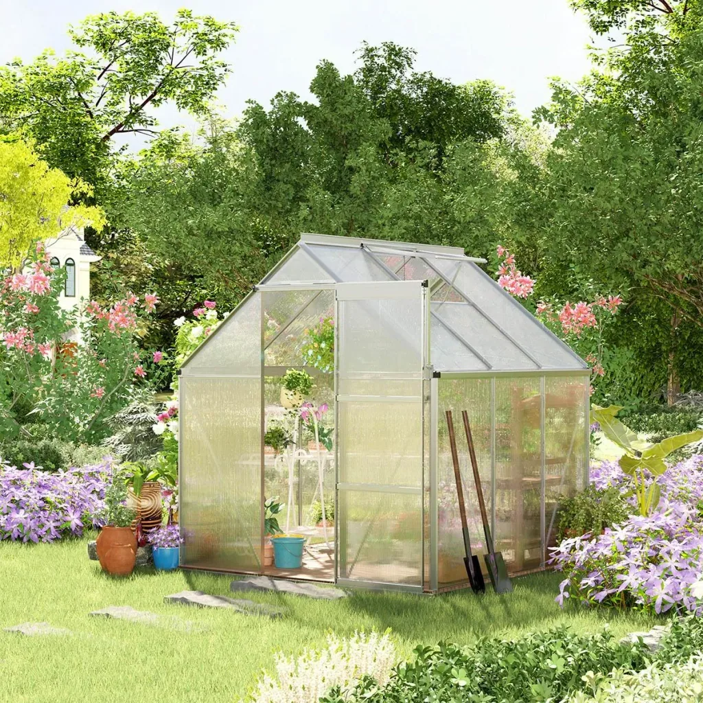 Aluminum greenhouse garden house with window door 193 x 187 x 205 cm 3.6 plant house including foundation greenhouse tomato house