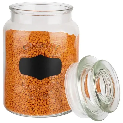 Storage jar with labeling field - glass container with 1 L