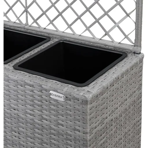 Polyrattan planter with trellis grey