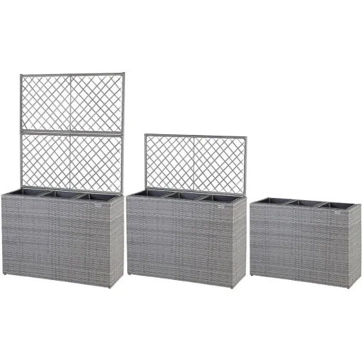 Polyrattan planter with trellis grey