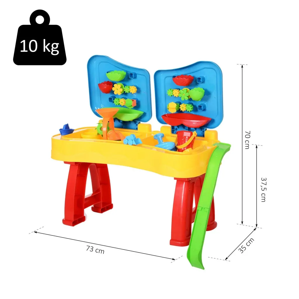 Children's sandpit table with 31-piece accessories