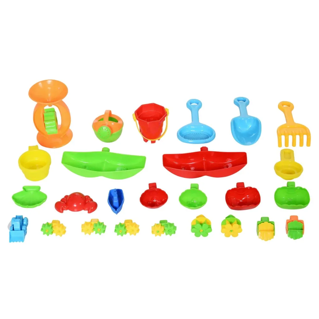 Children's sandpit table with 31-piece accessories