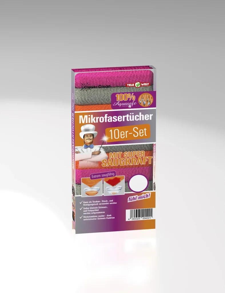 Microfiber cloth set, 3 colors in a set, 30 x 30 cm, 10 pieces