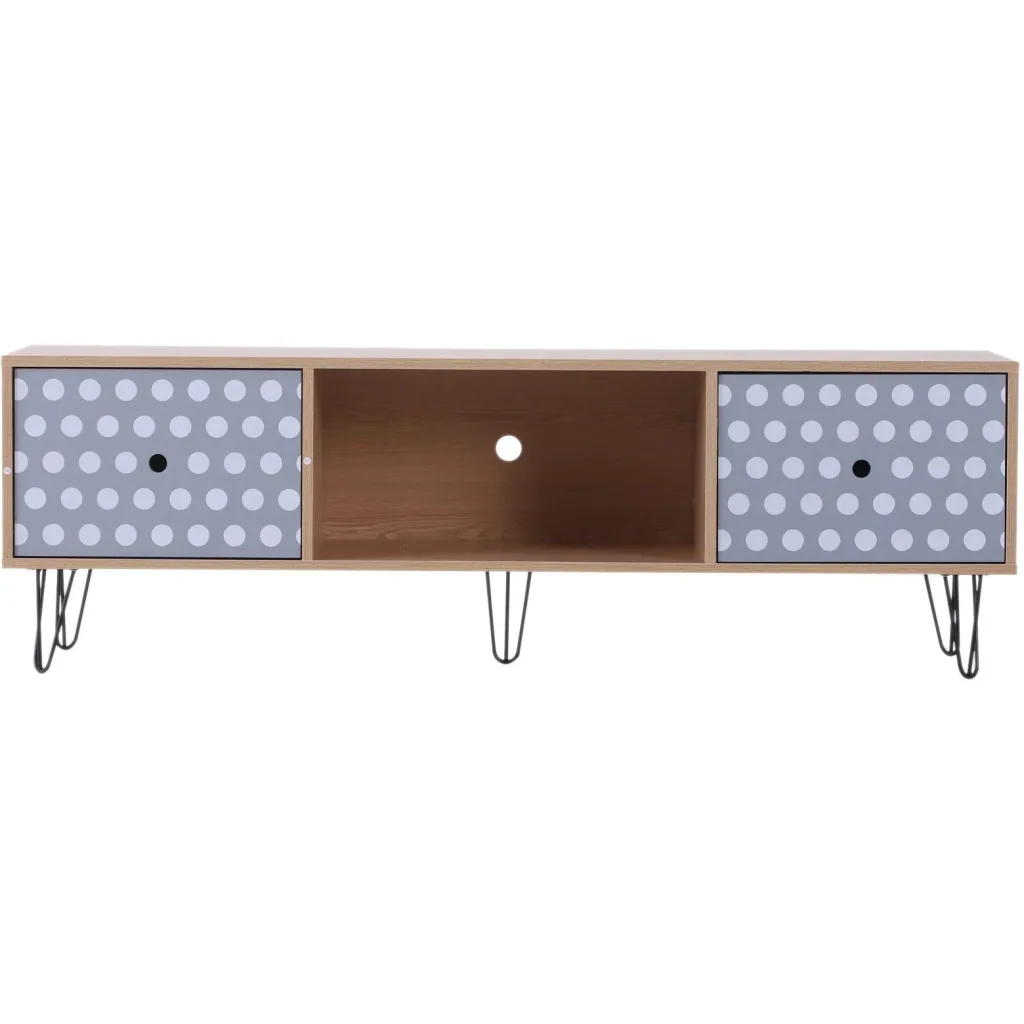 TV table TV cabinet TV board lowboard retro style with dot pattern wood 140 x 40 x 44.5 cm