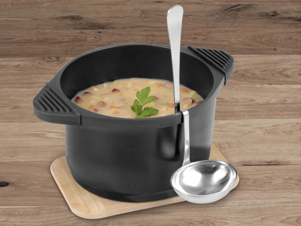 Serving ladle, hanging soup ladle, stainless steel, 25 cm