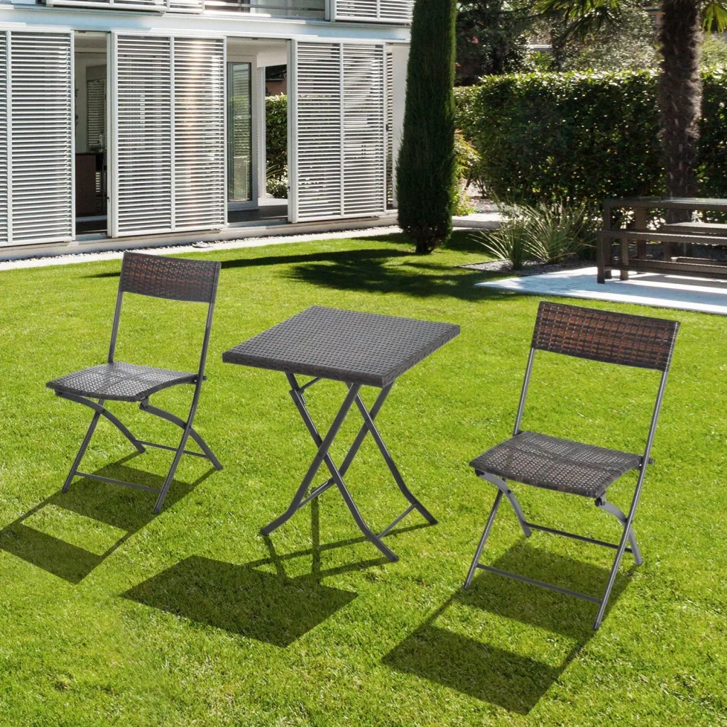 Bistro set polyrattan 3 pcs, seating set balcony set