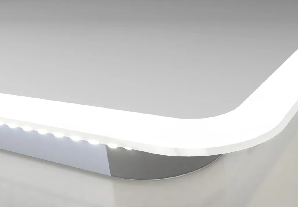Bathroom mirror with lighting, "Moon" - 80 x 60 cm - with surrounding ambient light - light color neutral white