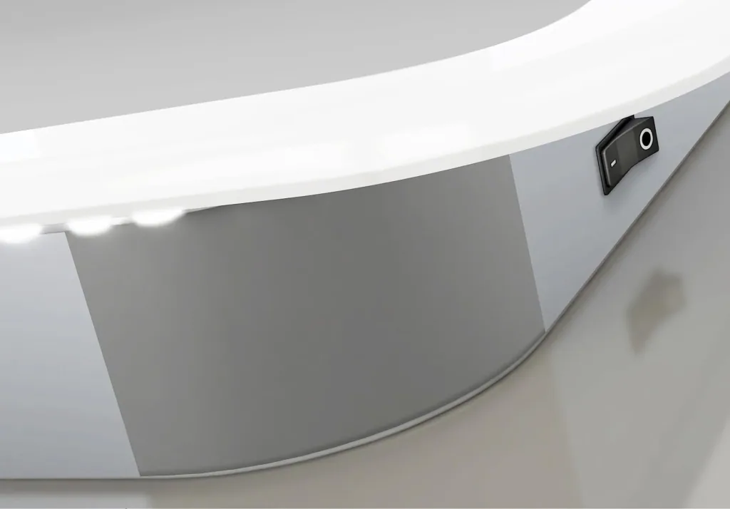 Bathroom mirror with lighting, "Moon" - 80 x 60 cm - with surrounding ambient light - light color neutral white