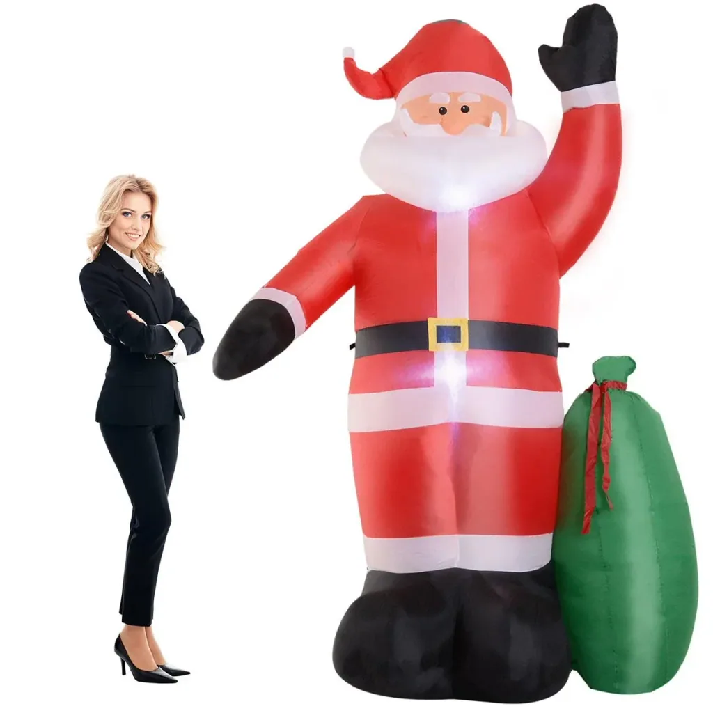 Self-inflatable Santa Claus with LED lighting red