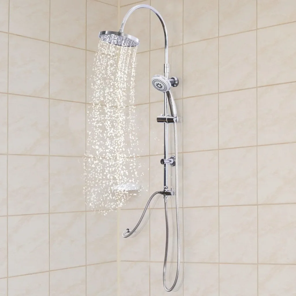 Rain shower shower system hand shower 3 shower modes height adjustable silver