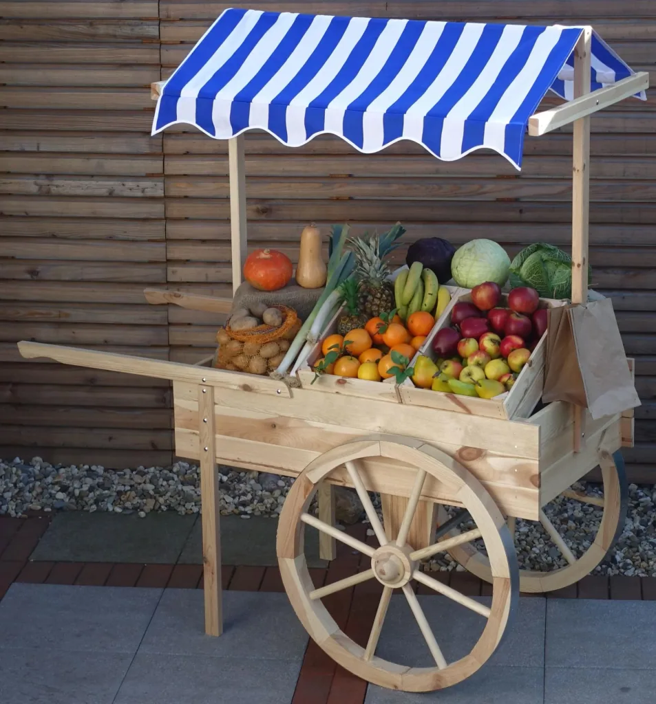 Market cart with canopy white/blue