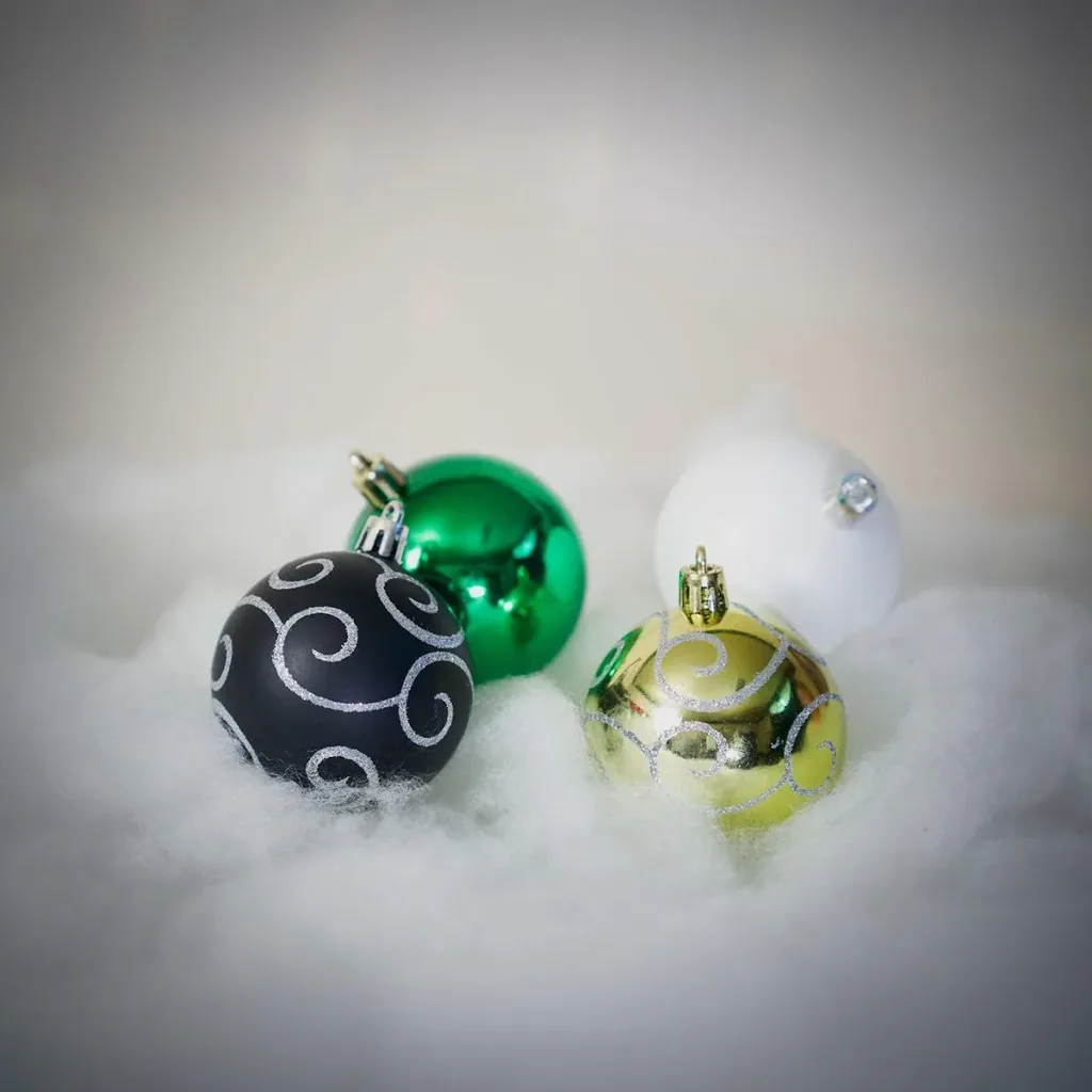 Balls set of 24 - Green White Black Gold - Plastic