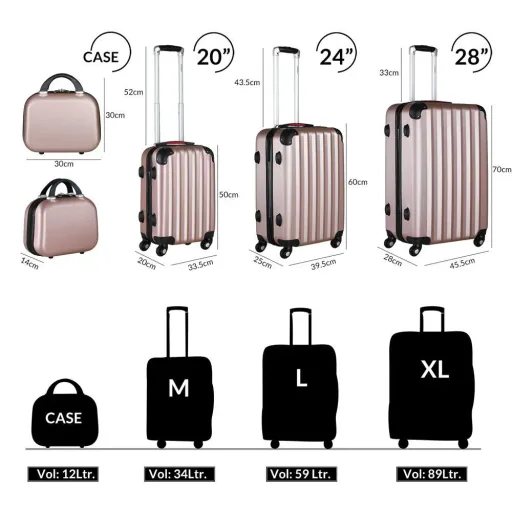 Hard-shell case set of 4 pieces Baseline Ros" Beautycase/M/L/XL