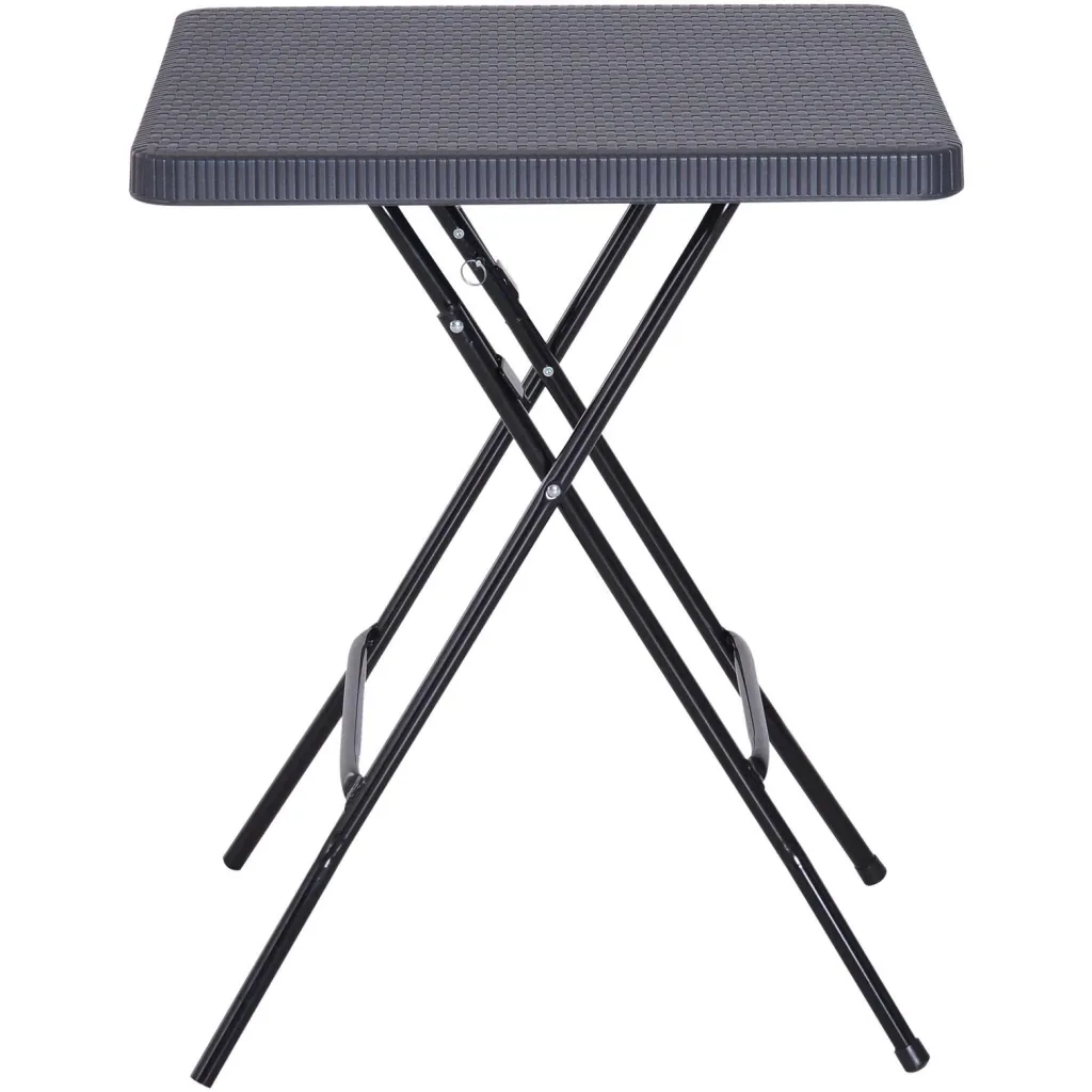 Folding table, folding garden table, picnic table, camping table, plastic + metal, dark brown, 60 x 60 x 74 cm