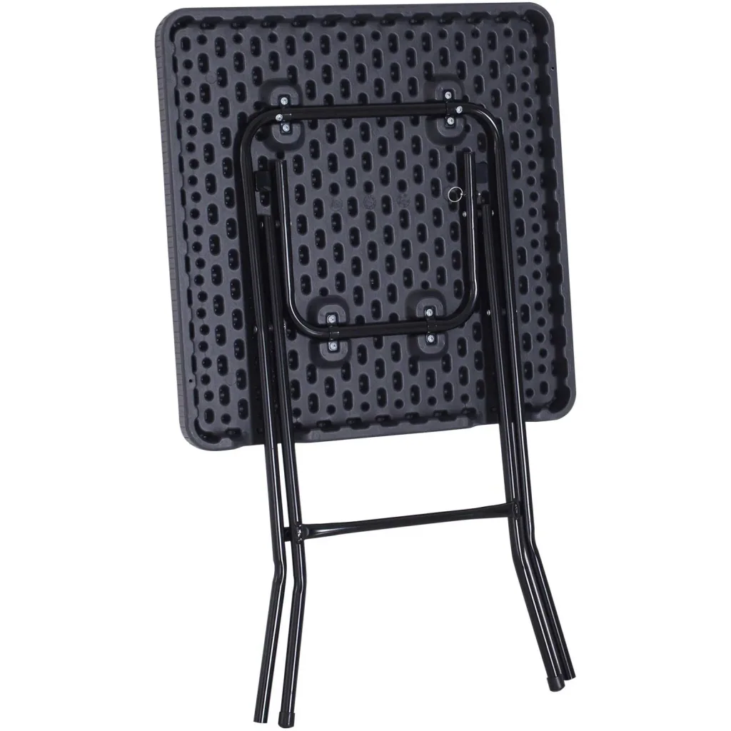 Folding table, folding garden table, picnic table, camping table, plastic + metal, dark brown, 60 x 60 x 74 cm