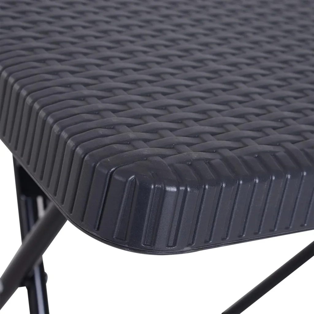 Folding table, folding garden table, picnic table, camping table, plastic + metal, dark brown, 60 x 60 x 74 cm