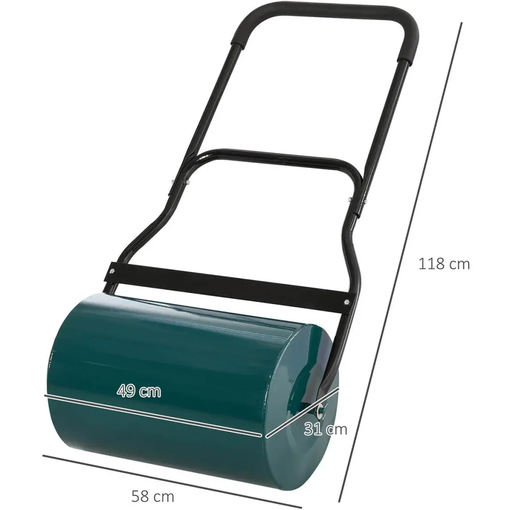 Lawn roller with U-handle garden roller garden roller 31 cm diameter 40 L water/sand filling 49 cm working width metal size
