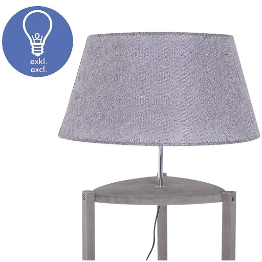 Floor lamp floor lamp lampshade 40W Scandinavian wood + linen grey 46 x 46 x 158.5 cm