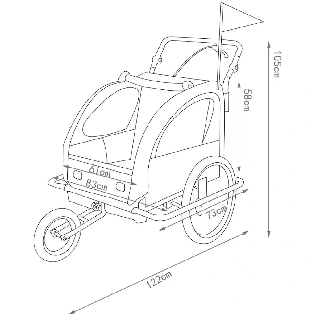 2 in 1 Jogger Child Trailer Bike Trailer Orange-Black