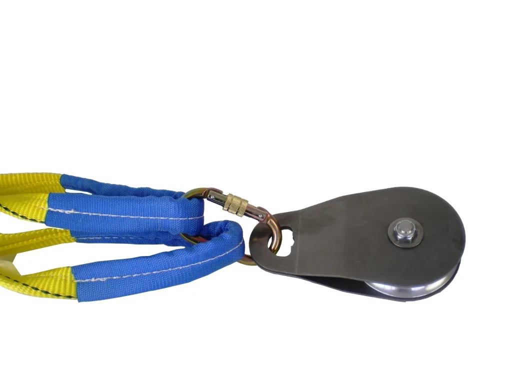 Stainless steel pulley with pivoting side cover for 6 mm - 13 mm ropes