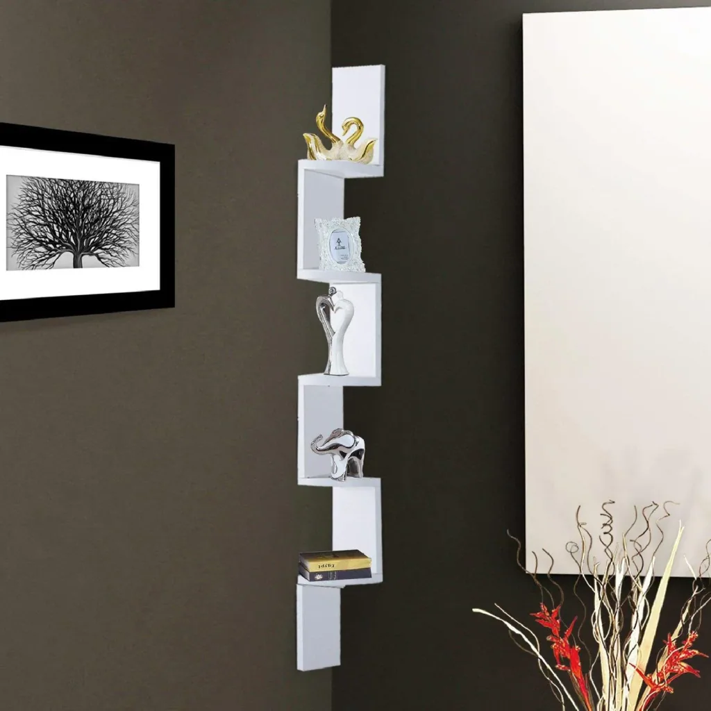 Wall shelf corner shelf bookcase white