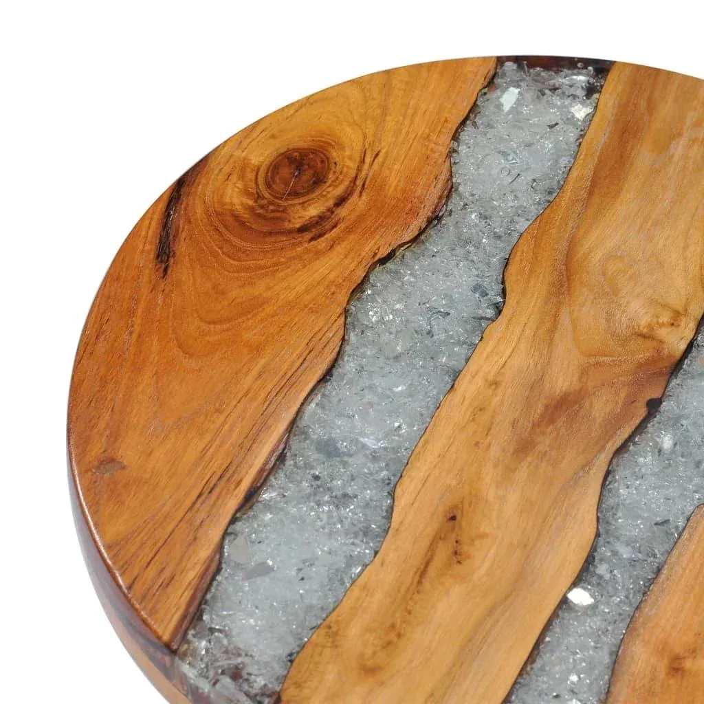 Coffee table 40x45 cm made of solid teak and polyresin