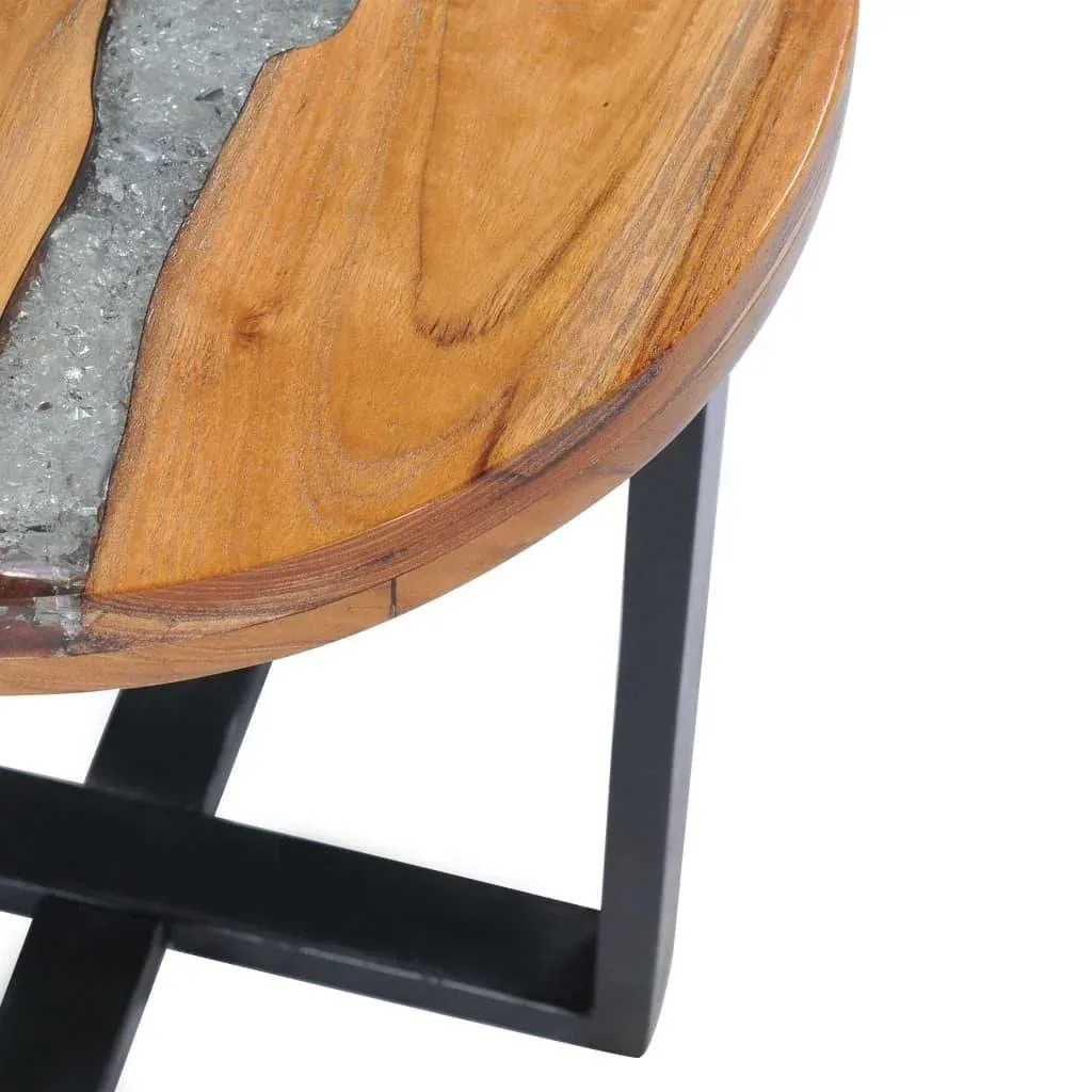 Coffee table 40x45 cm made of solid teak and polyresin