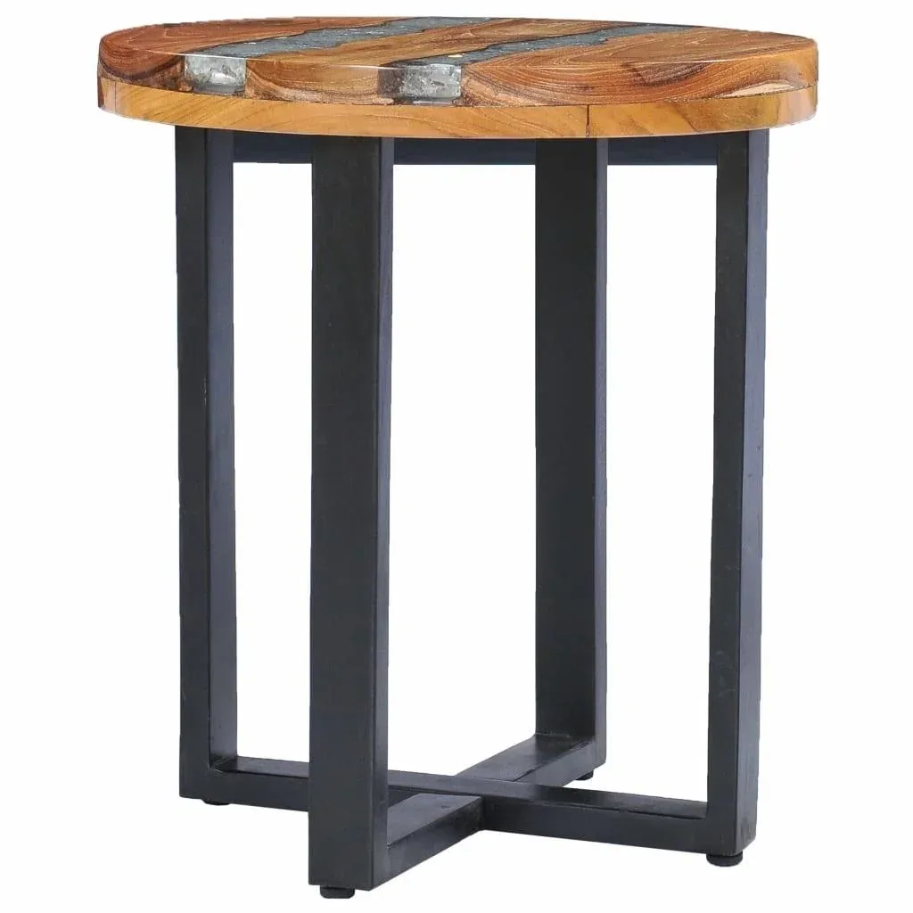 Coffee table 40x45 cm made of solid teak and polyresin