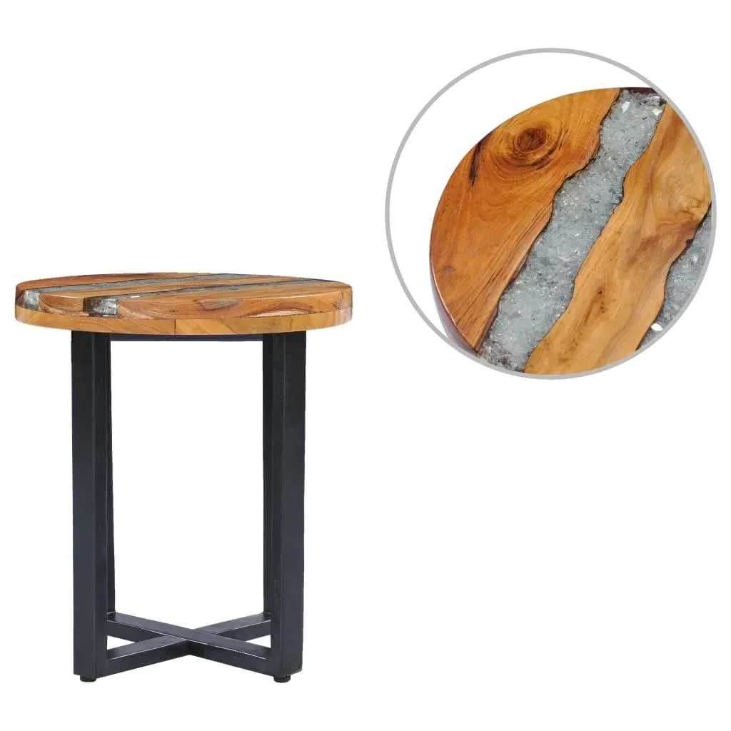 Coffee table 40x45 cm made of solid teak and polyresin