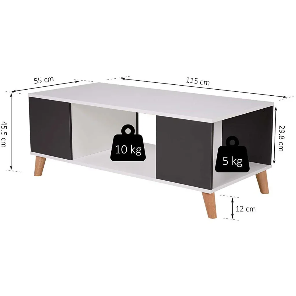 Coffee table with 3 compartments