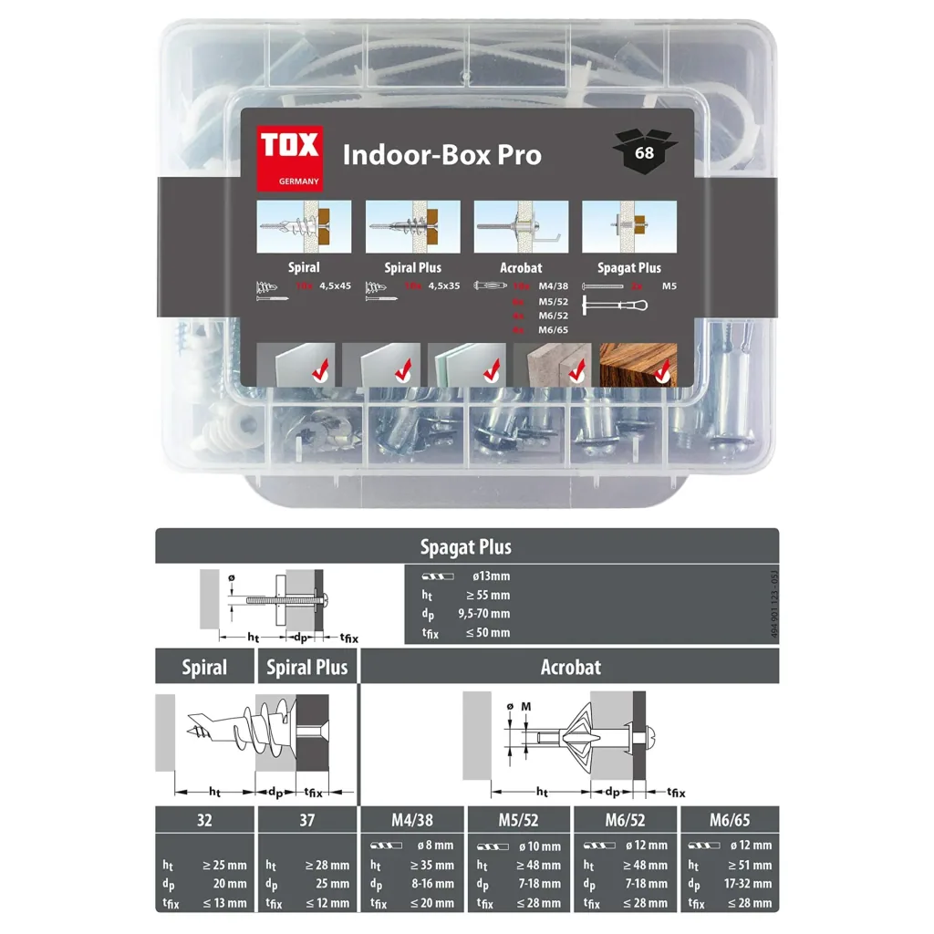 Hollow wall anchors - Indoor Box Pro assortment 68 pieces