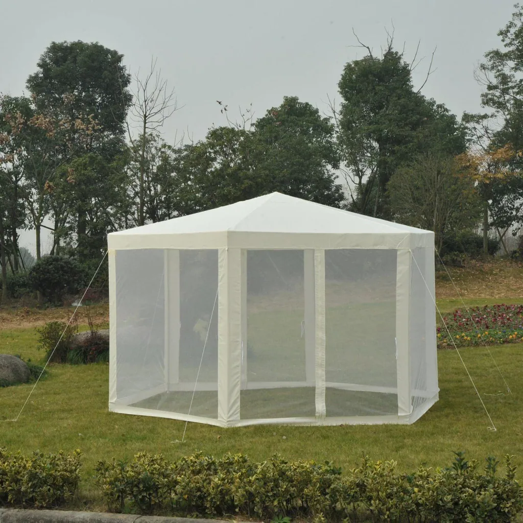 Pavilion 3.9m x 3.9m party tent hexagonal cream