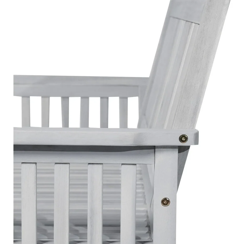 2-seater garden bench wooden bench with armrest country house style acacia wood grey 117 x 63 x 90 cm