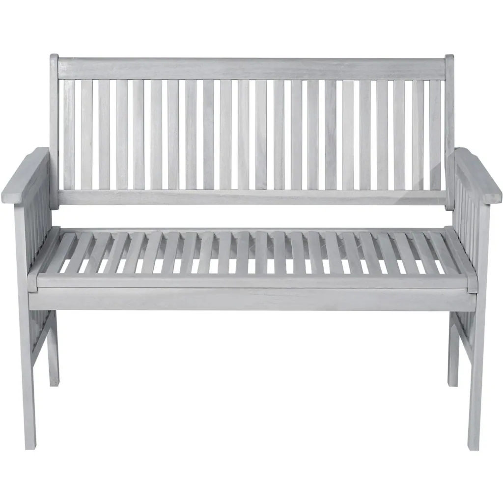 2-seater garden bench wooden bench with armrest country house style acacia wood grey 117 x 63 x 90 cm