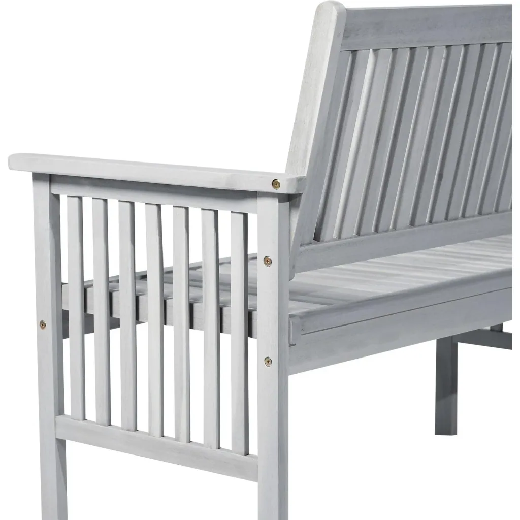 2-seater garden bench wooden bench with armrest country house style acacia wood grey 117 x 63 x 90 cm