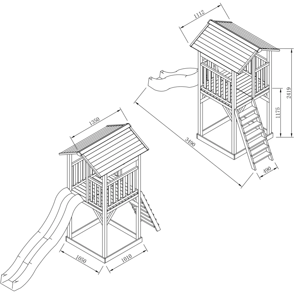 Beach Tower Play Tower - Grey Slide
