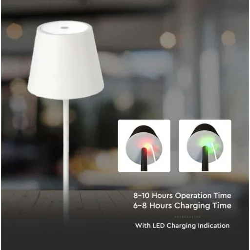 VT-7703 Table Lamp - 3000K - Dimmable by Touch - Rechargeable - White