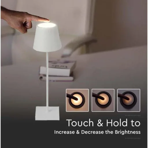 VT-7703 Table Lamp - 3000K - Dimmable by Touch - Rechargeable - White
