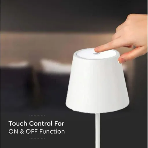 VT-7703 Table Lamp - 3000K - Dimmable by Touch - Rechargeable - White
