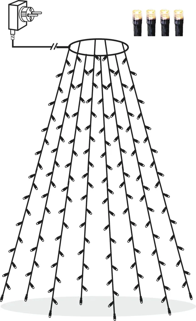 String lights with 160 LEDs for indoor and outdoor use