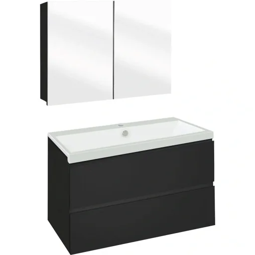 Concept bathroom furniture with mirror cabinet 80cm - black/white