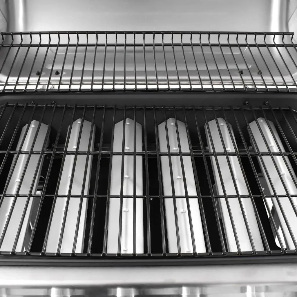 Gas grill with 6 burners black and silver
