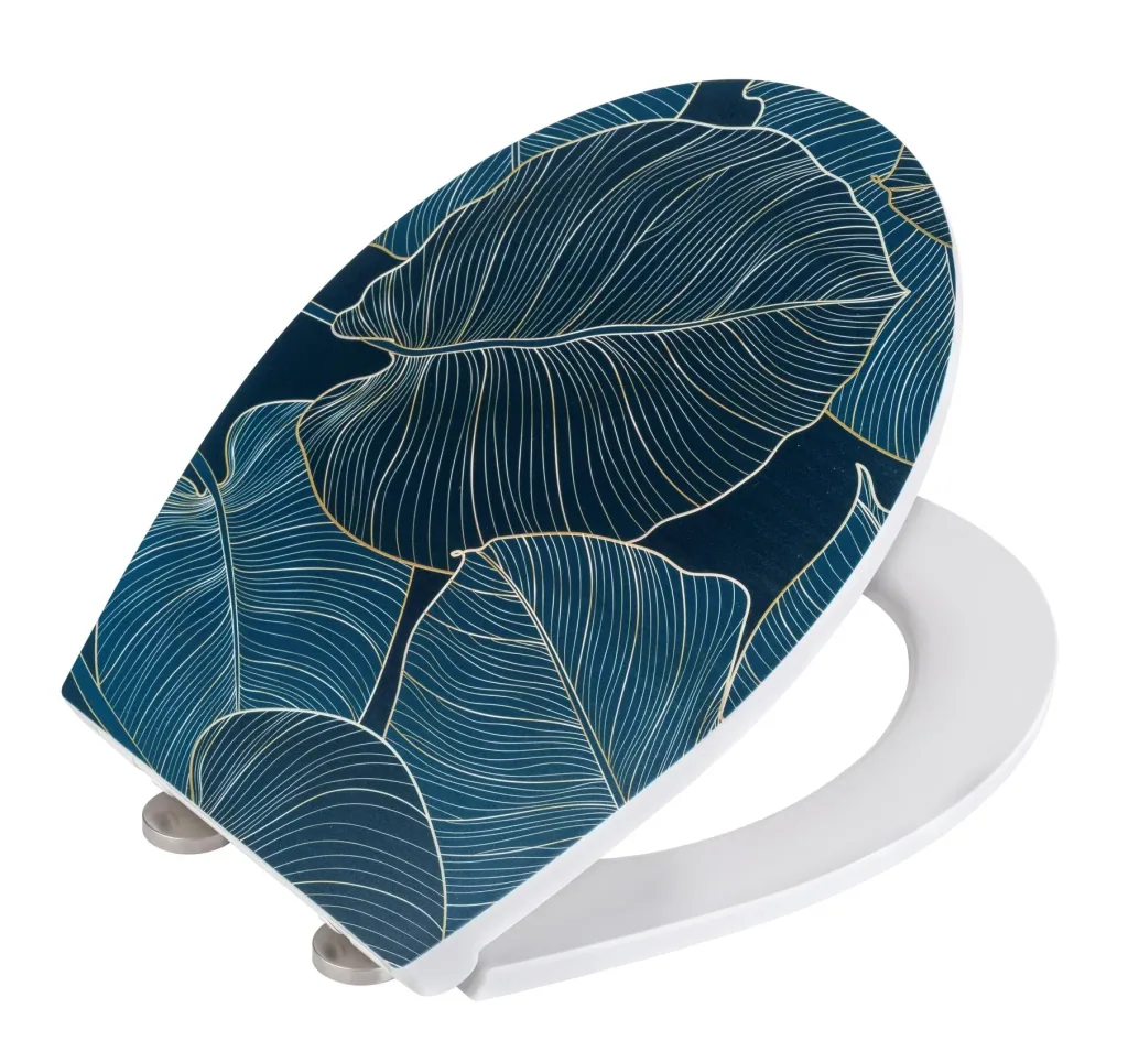 Premium toilet seat Big Leaves with relief, made of antibacterial Duroplast, with soft-close mechanism