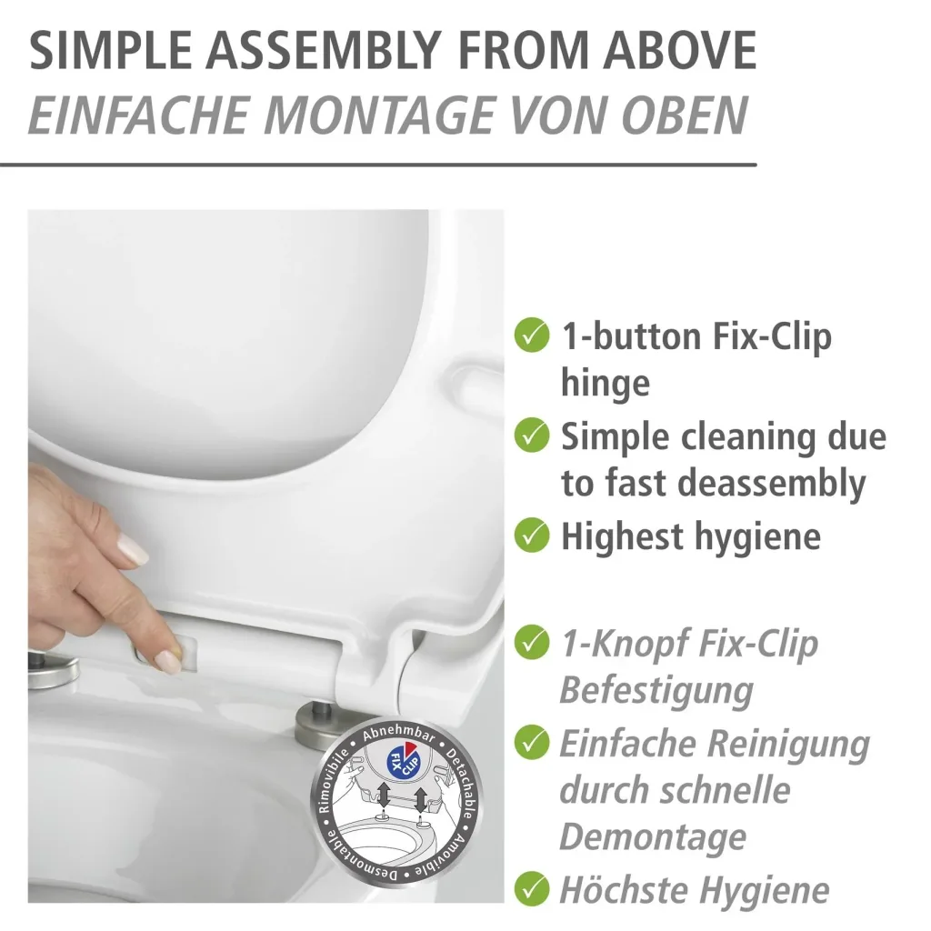Premium toilet seat Big Leaves with relief, made of antibacterial Duroplast, with soft-close mechanism