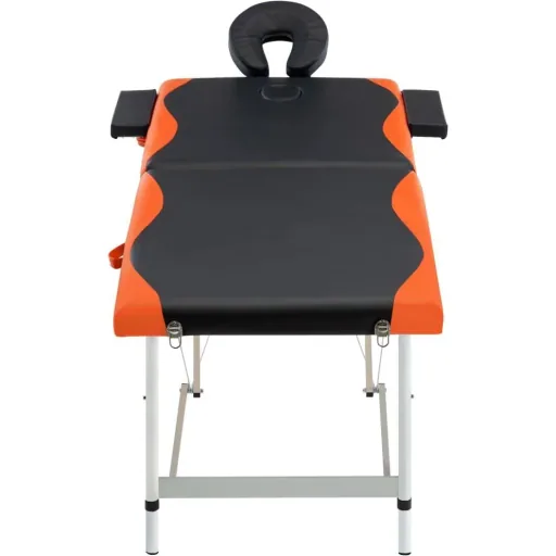 Foldable massage table 2 zones aluminum black and orange