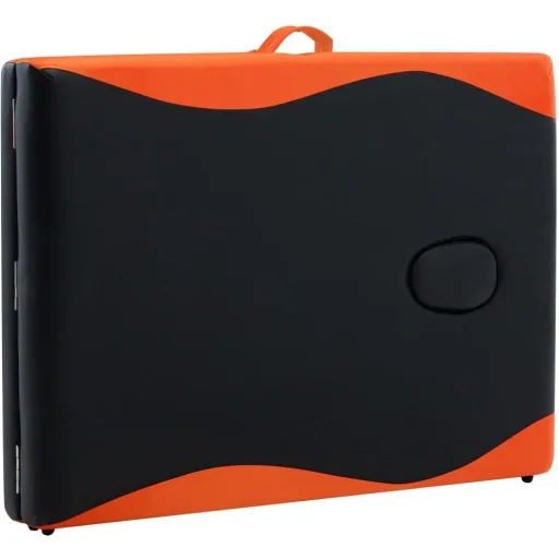 Foldable massage table 2 zones aluminum black and orange