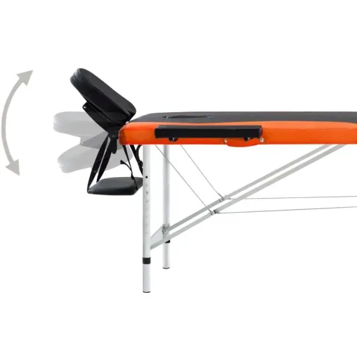 Foldable massage table 2 zones aluminum black and orange