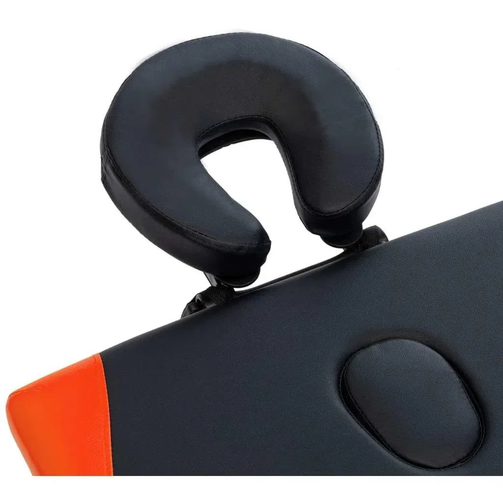 Foldable massage table 2 zones aluminum black and orange